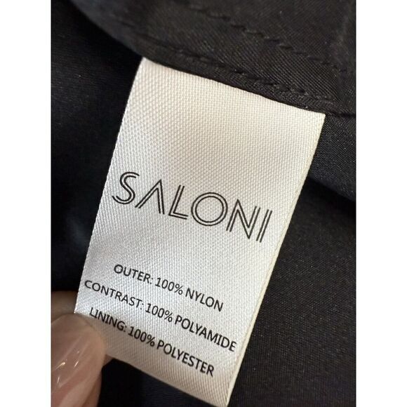 Saloni Lace-Trimmed Polka Dot Tulle Midi Dress Black sz 6 US - Picture 16 of 16